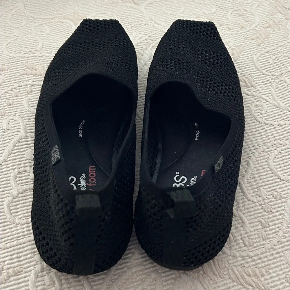 Skechers BOBS Black Slip-On Knit Flats